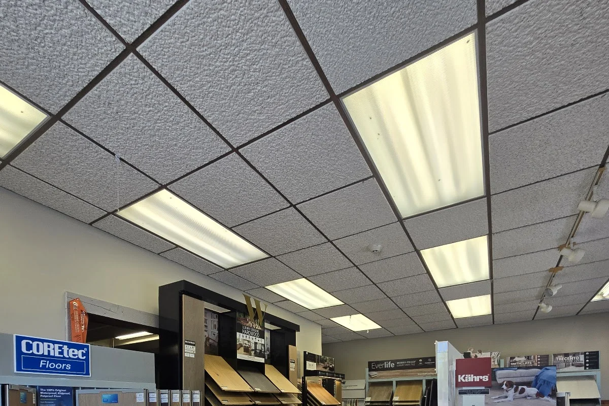Inside the All Floor One showroom with CoreTec and flooring sample displays